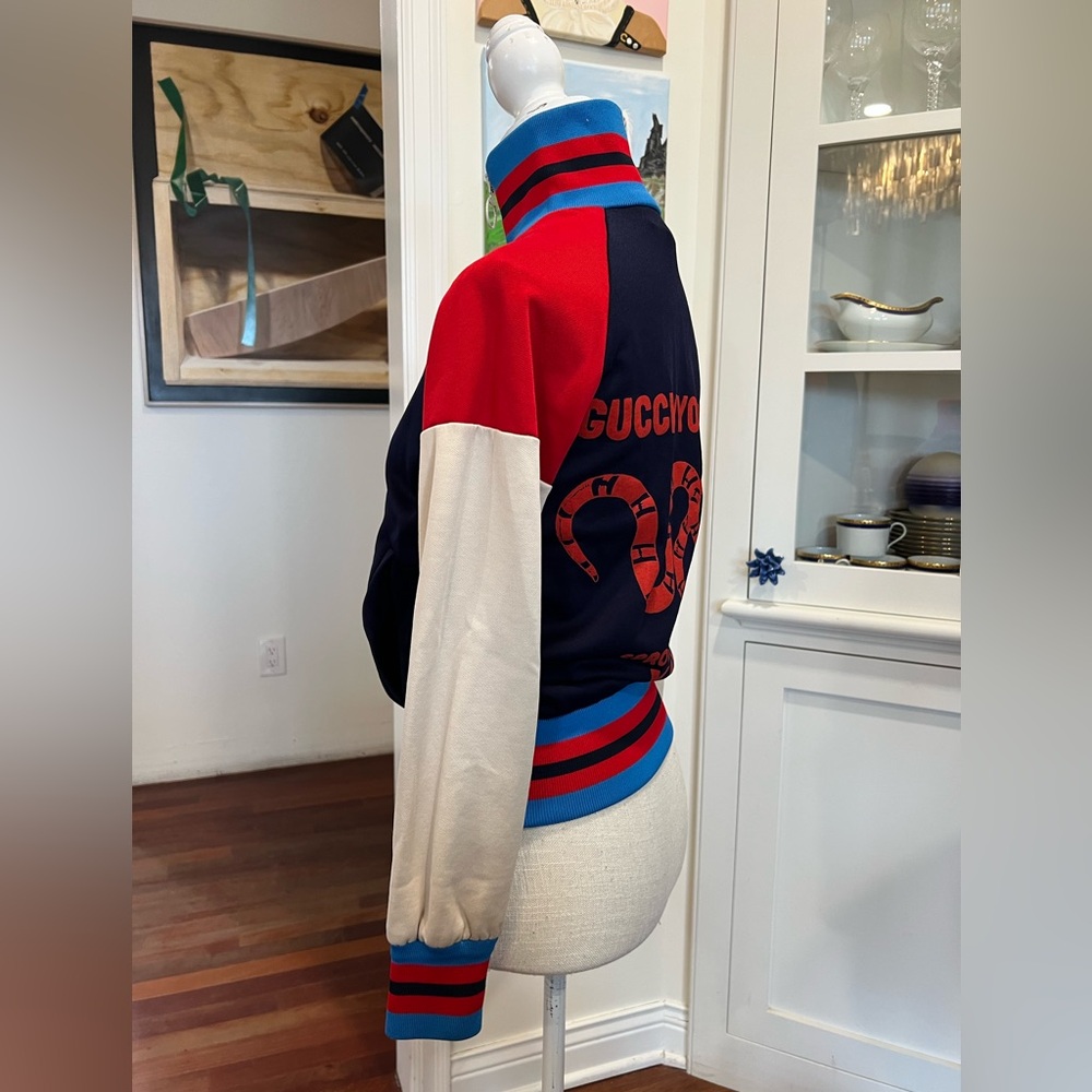 Gucci Blue & Navy Contrast Ribbed Collar Jacket - Picture 7 of 9